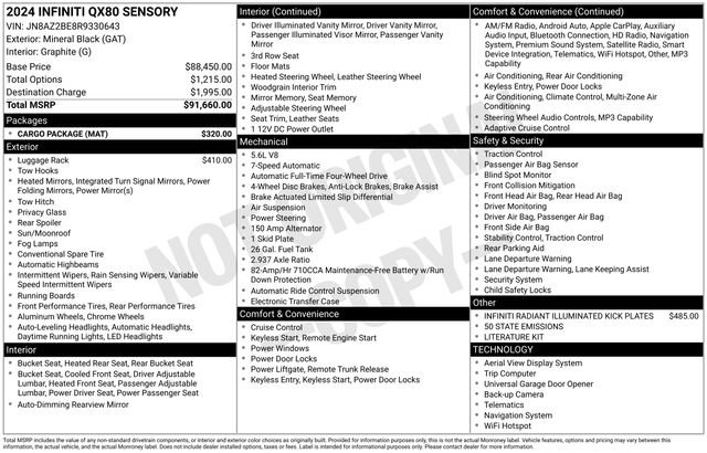 Used 2024 INFINITI QX80 Sensory w/ Cargo Package image 2