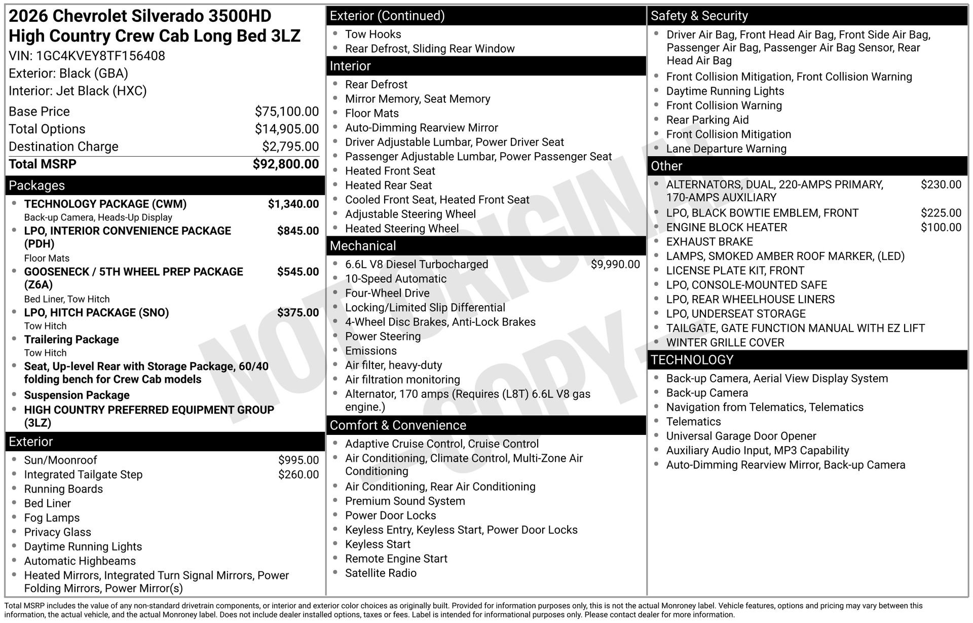 New 2026 Chevrolet Silverado 3500 High Country w/ Technology Package AWD/4WD image 4