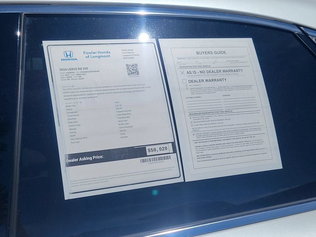 Used 2024 Lexus RX 350 Premium w/ Convenience Package AWD/4WD image 30