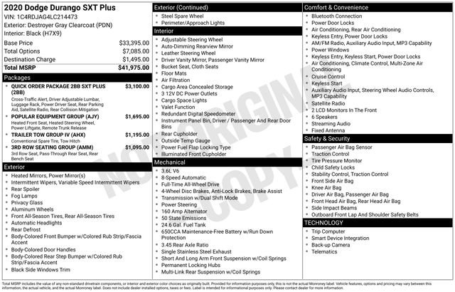 Certified 2020 Dodge Durango SXT AWD/4WD image 33