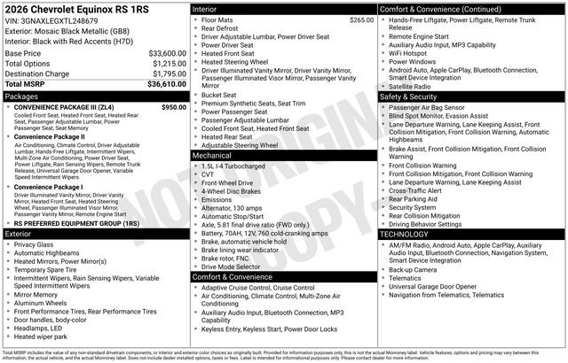 New 2026 Chevrolet Equinox RS w/ Convenience Package III image 4