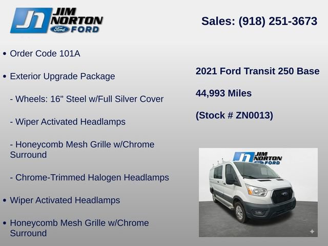 Used 2021 Ford Transit 250 Low Roof w/ Exterior Upgrade Package image 8