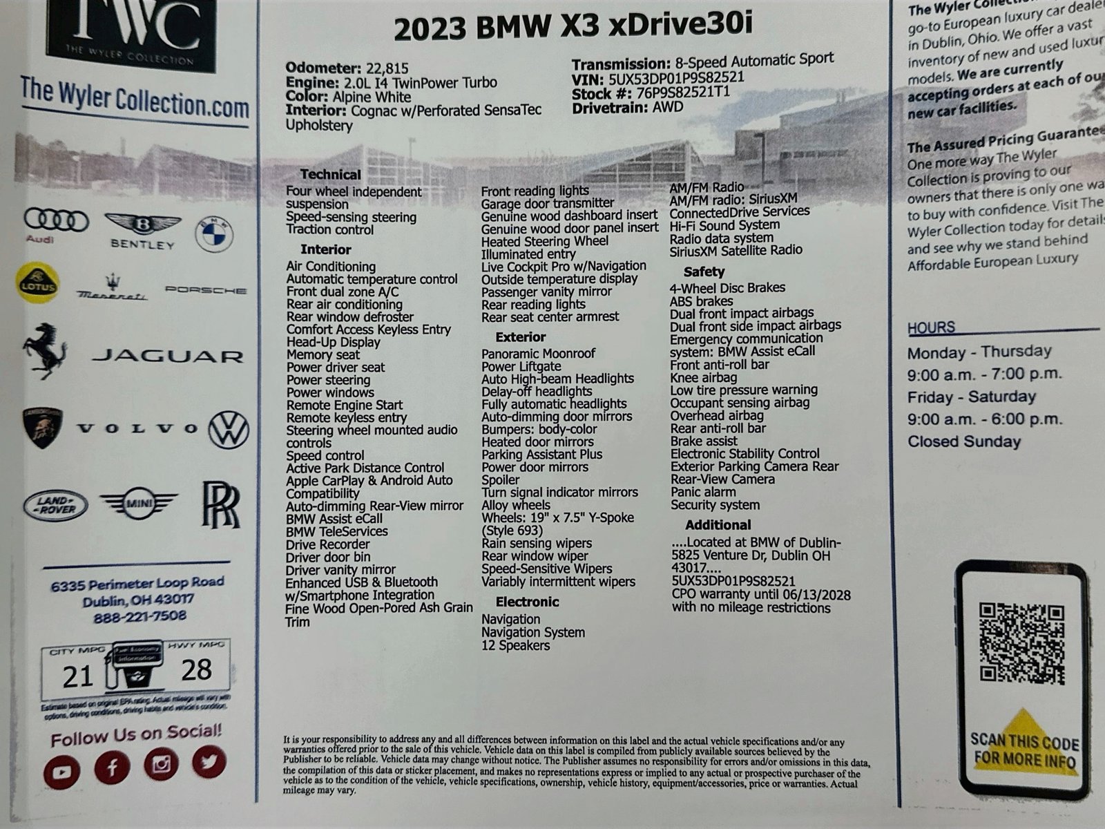 Used 2023 BMW X3 xDrive30i w/ Premium Package AWD/4WD image 49