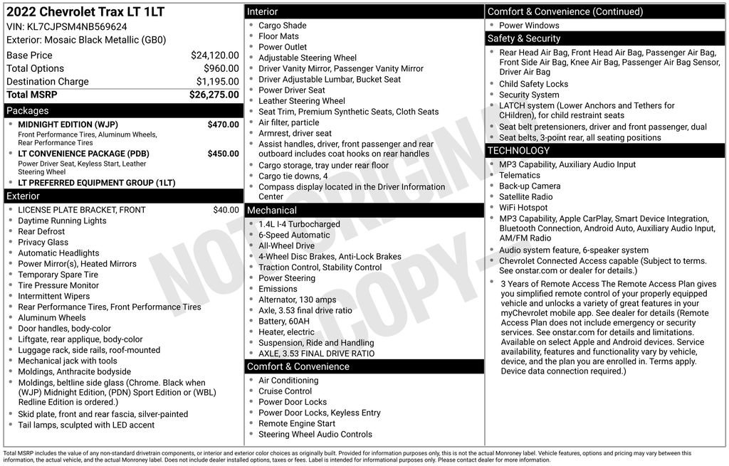 Used 2022 Chevrolet Trax LT w/ Midnight Edition AWD/4WD image 6