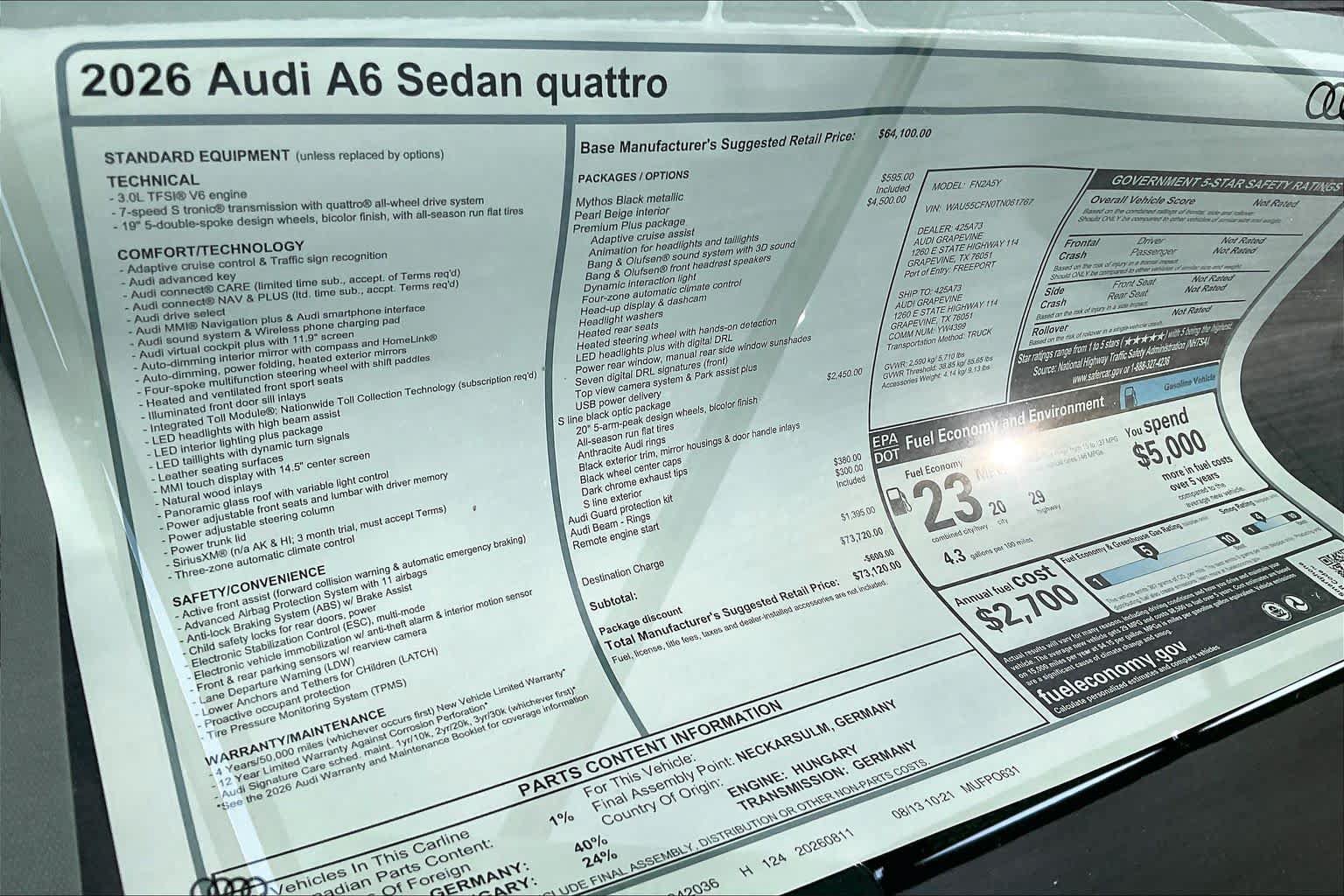 New 2026 Audi A6 Premium Plus AWD/4WD image 17
