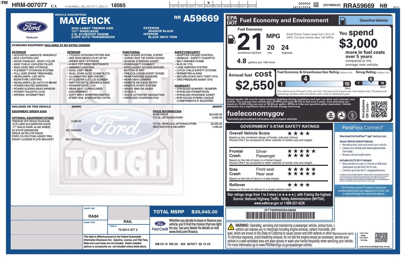 Certified 2024 Ford Maverick Tremor w/ Tremor Off-Road Package AWD/4WD image 15