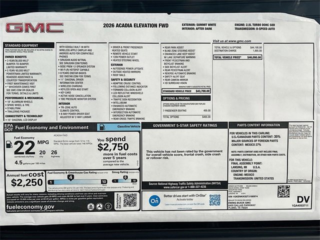 New 2026 GMC Acadia Elevation image 21