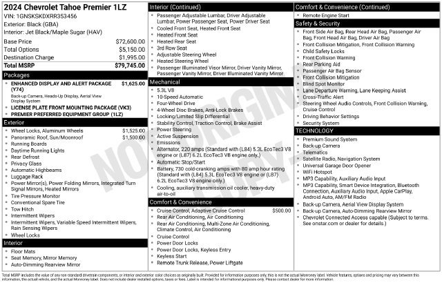 Used 2024 Chevrolet Tahoe Premier AWD/4WD image 1