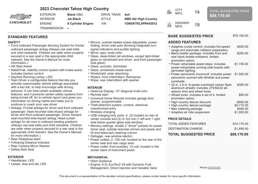Certified 2023 Chevrolet Tahoe High Country AWD/4WD image 38