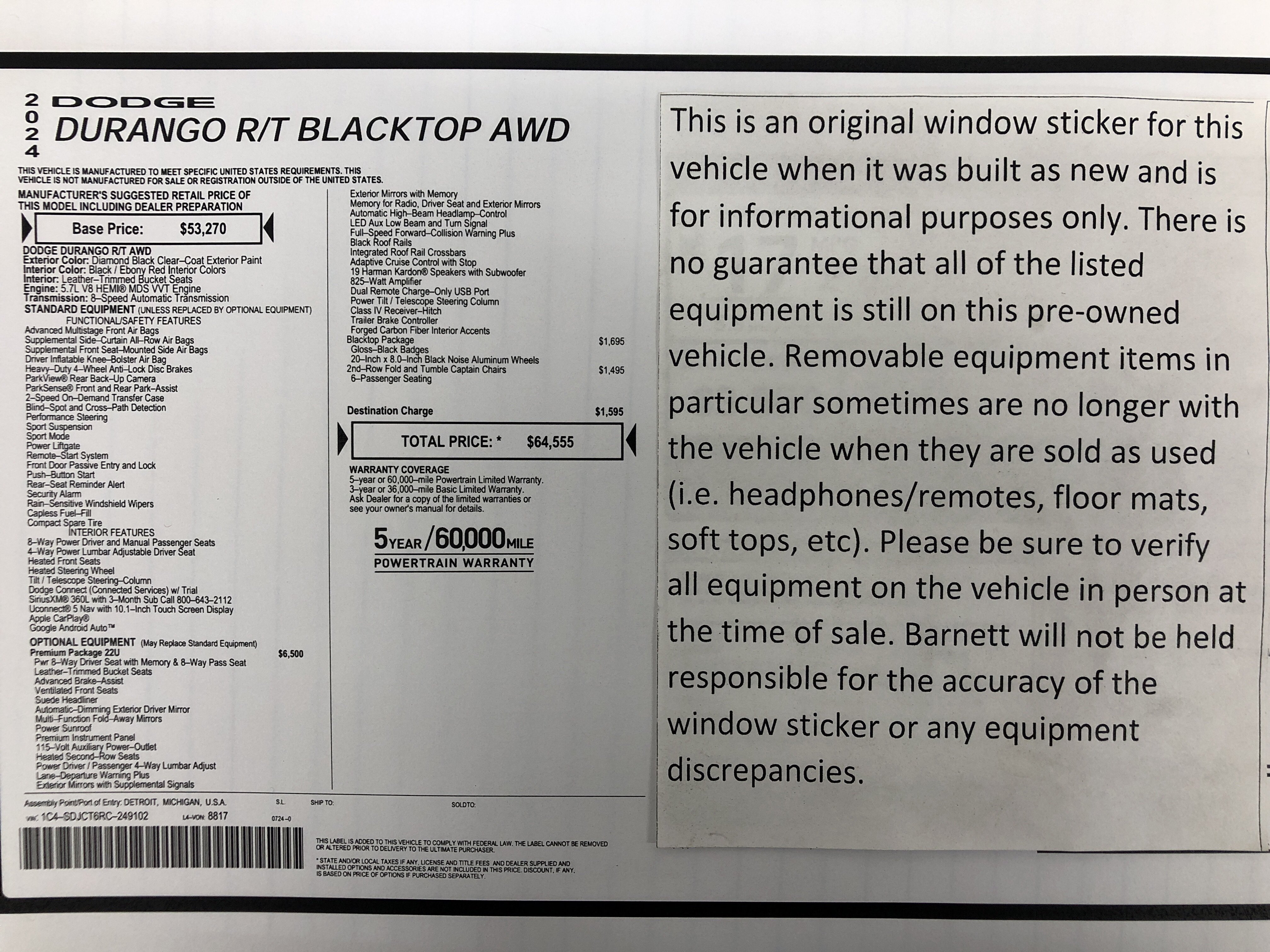 Certified 2024 Dodge Durango R/T AWD/4WD image 2