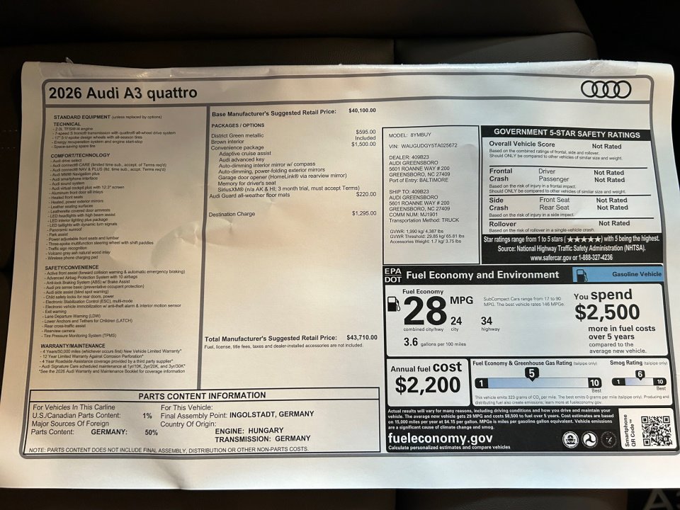 New 2026 Audi A3 2.0T Premium Plus image 33