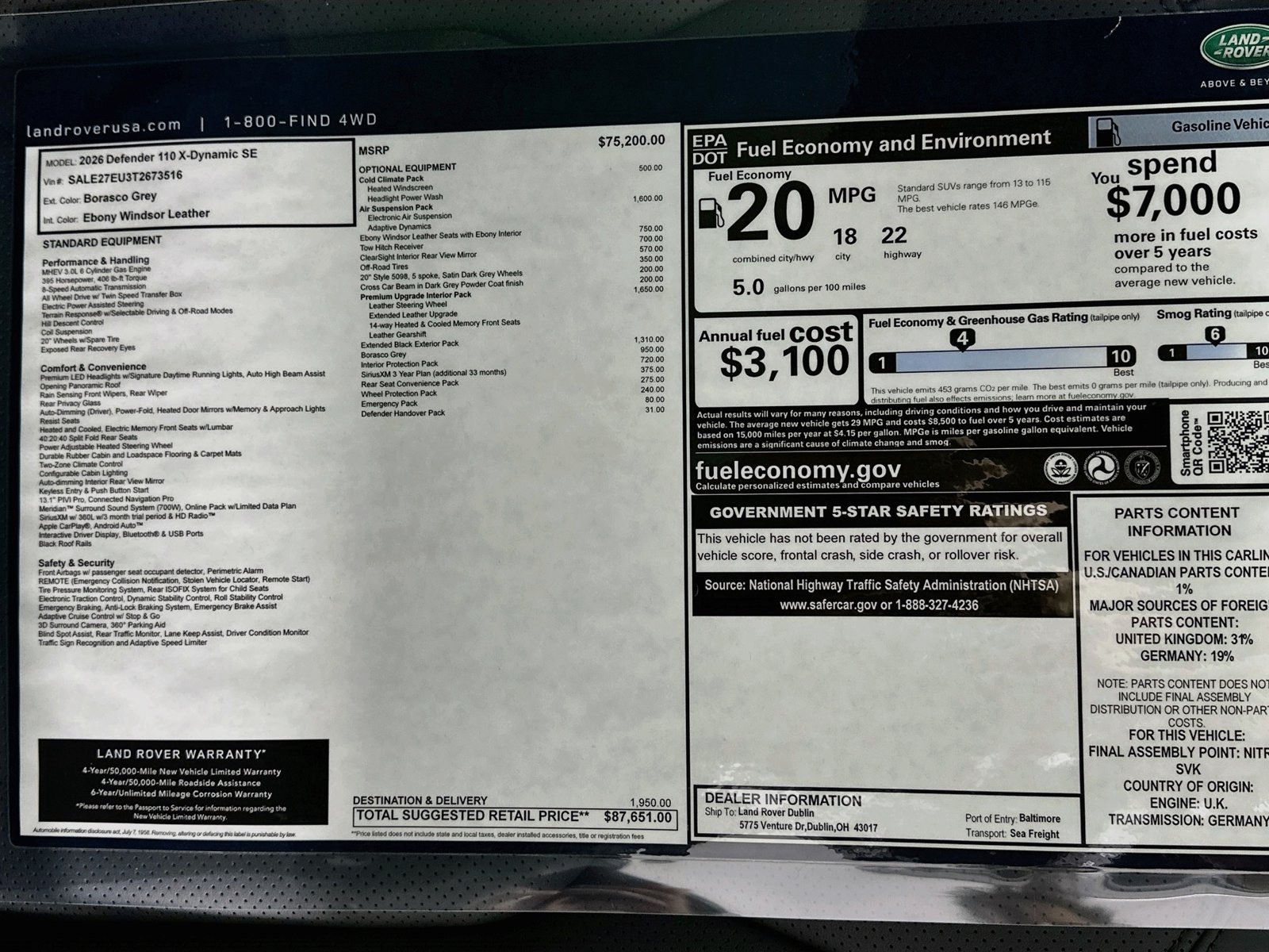New 2026 Land Rover Defender 110 X-Dynamic SE AWD/4WD image 47