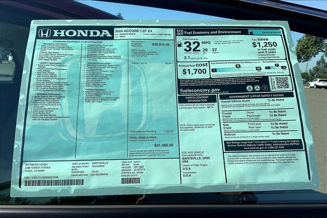New 2024 Honda Accord EX image 13