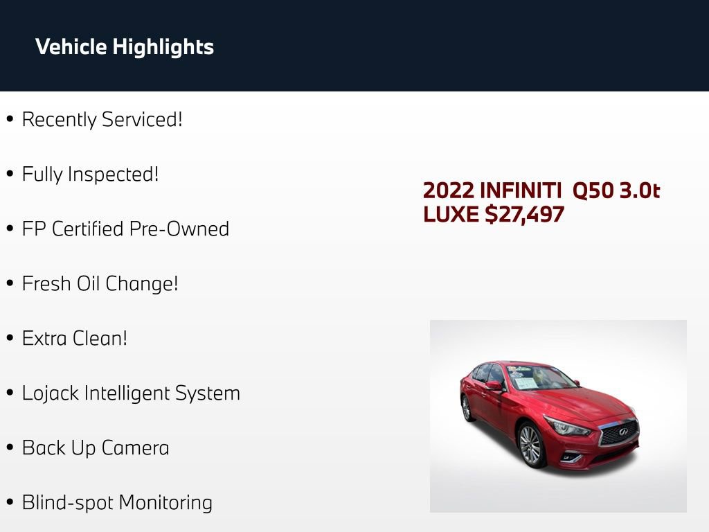 Used 2022 INFINITI Q50 Luxe w/ Cargo Package AWD/4WD image 2