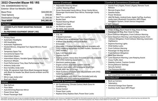 Used 2022 Chevrolet Blazer RS image 35