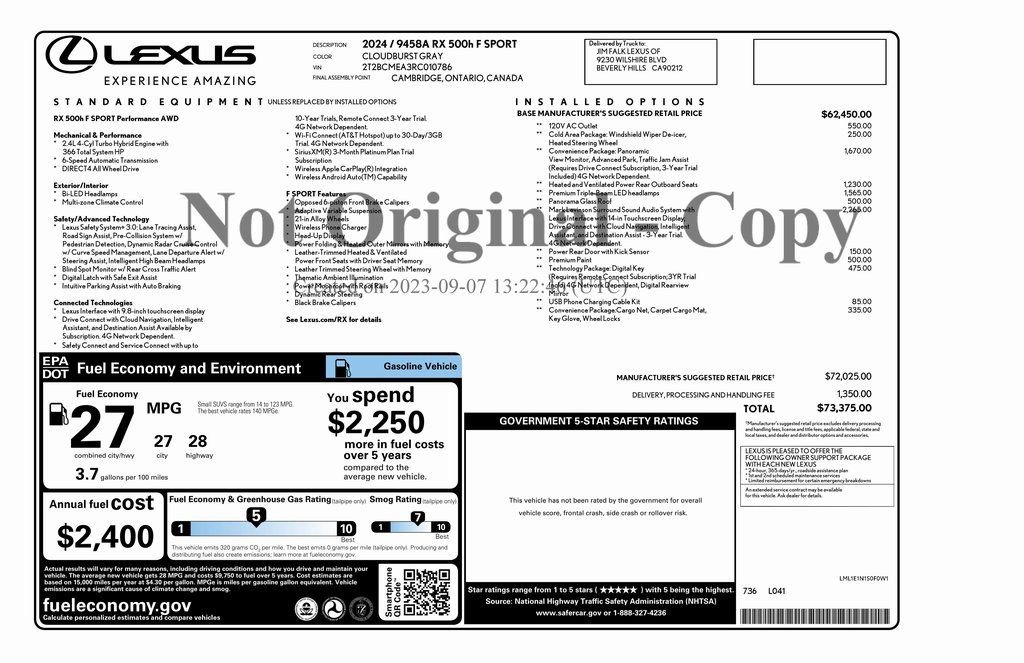 Used 2024 Lexus RX 500h F Sport w/ Convenience Package image 4