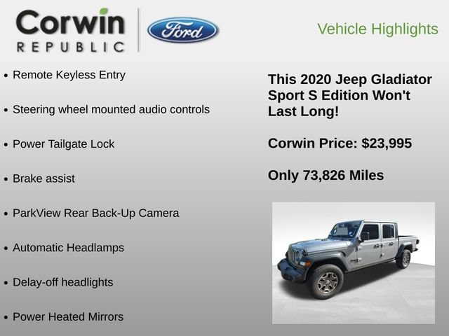 Used 2020 Jeep Gladiator Sport w/ Quick Order Package 24S AWD/4WD image 6