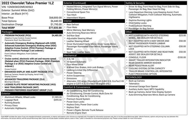 Used 2022 Chevrolet Tahoe Premier w/ Premium Package image 39