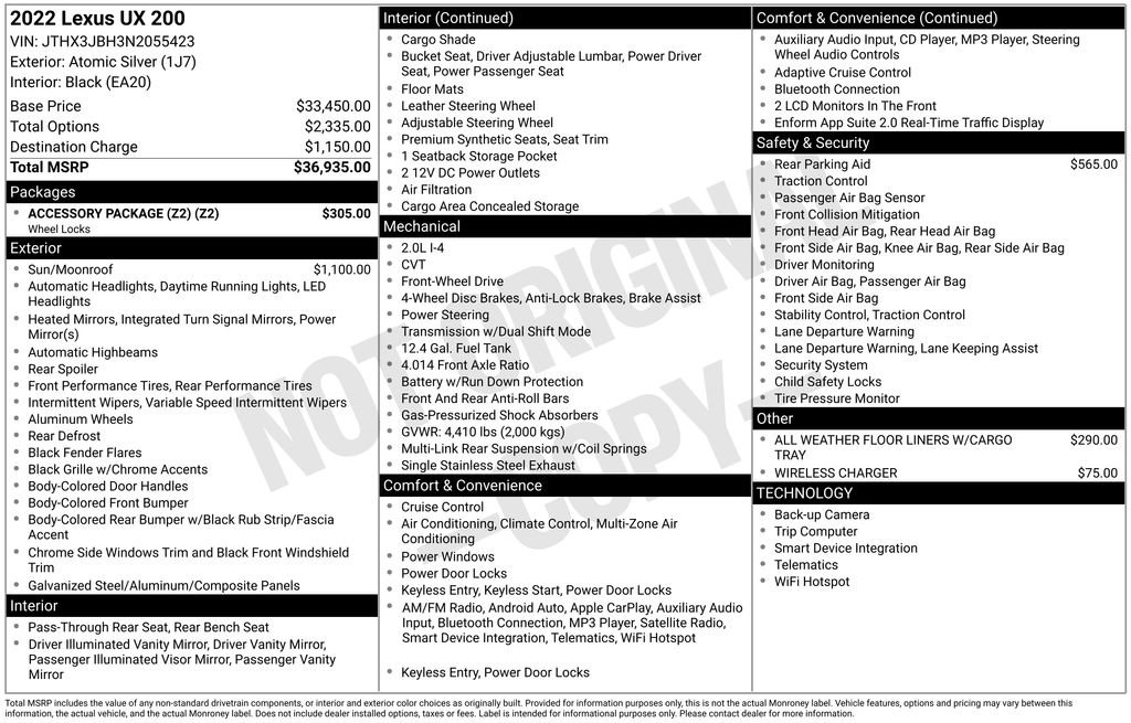 Used 2022 Lexus UX 200 200 Base w/ Accessory Package (Z2) image 6