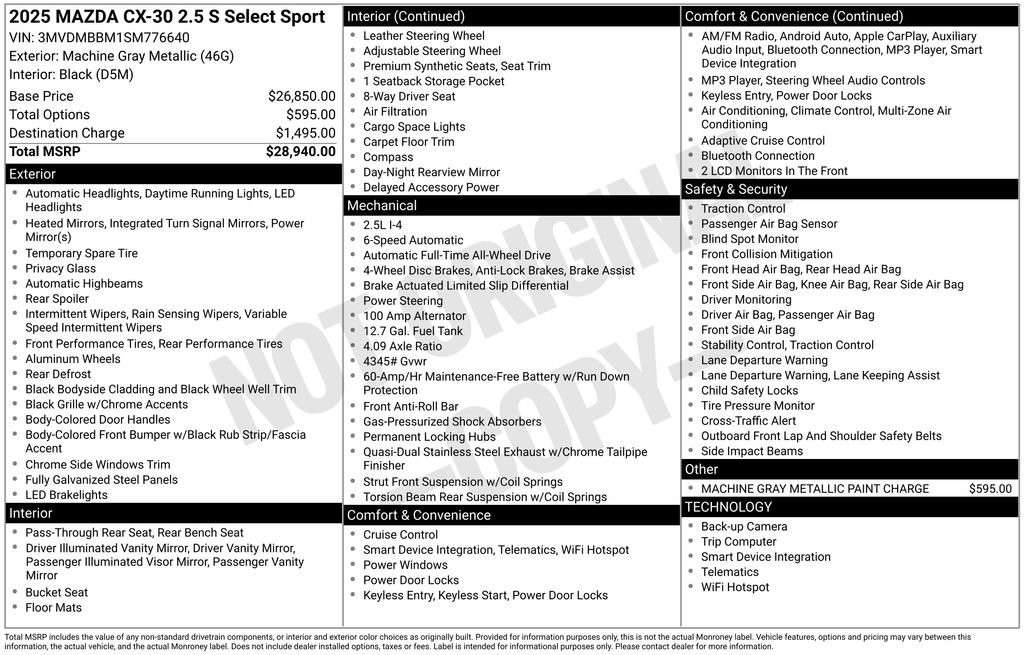 Used 2025 MAZDA CX-30 AWD 2.5 S w/ Select Sport Pkg image 3