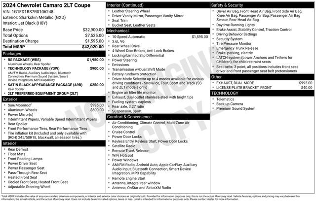 Used 2024 Chevrolet Camaro LT w/ RS Package image 19