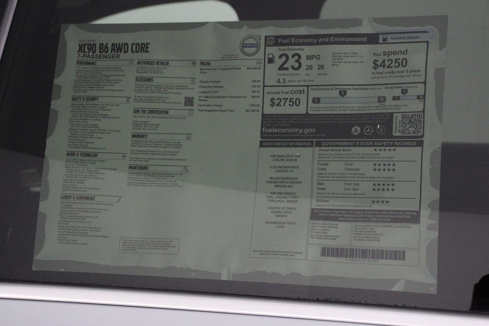 New 2025 Volvo XC90 B6 Core w/ Protection Package Premier AWD/4WD image 18