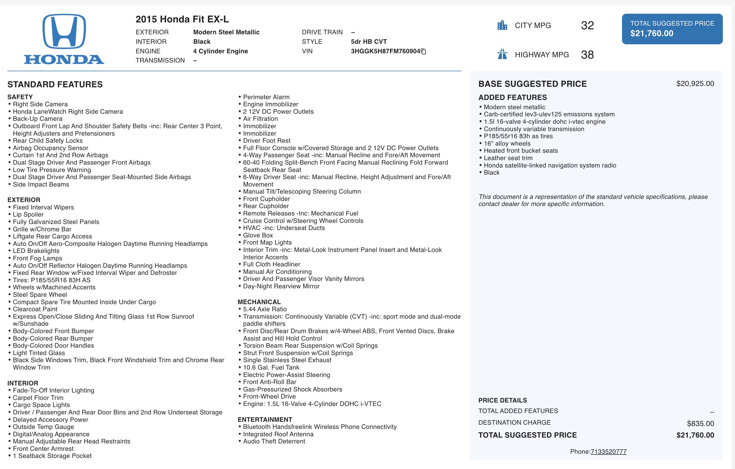 Used 2015 Honda Fit EX image 5