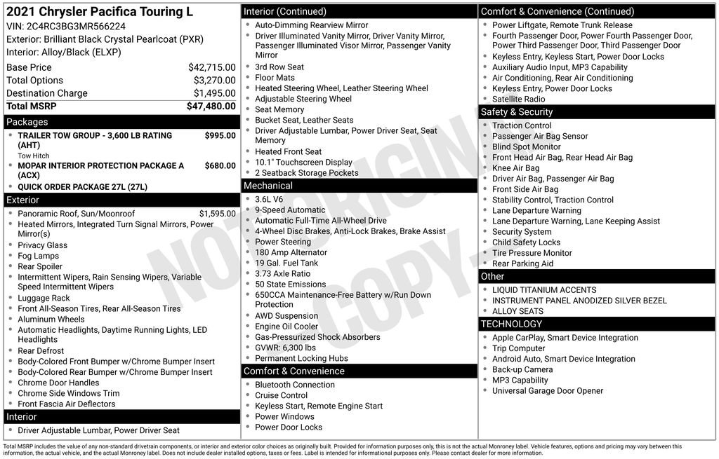 Used 2021 Chrysler Pacifica Touring-L AWD/4WD image 47