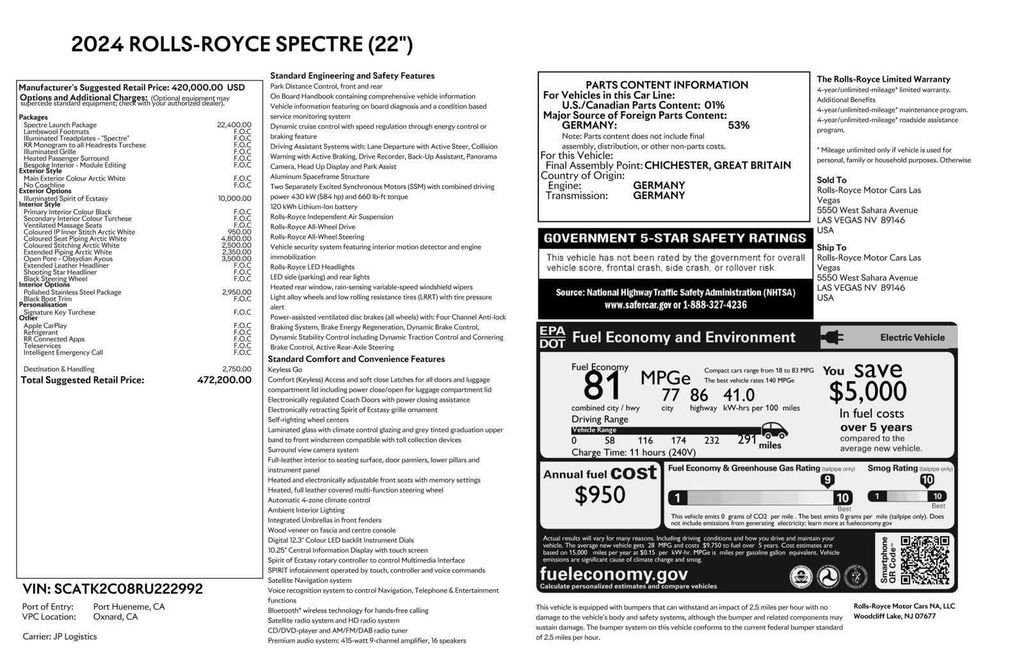Certified 2024 Rolls-Royce Spectre w/ Spectre Launch Package AWD/4WD image 40