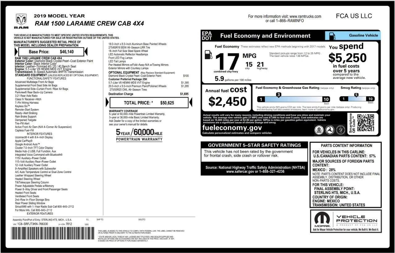 Used 2019 RAM 1500 Laramie AWD/4WD image 7