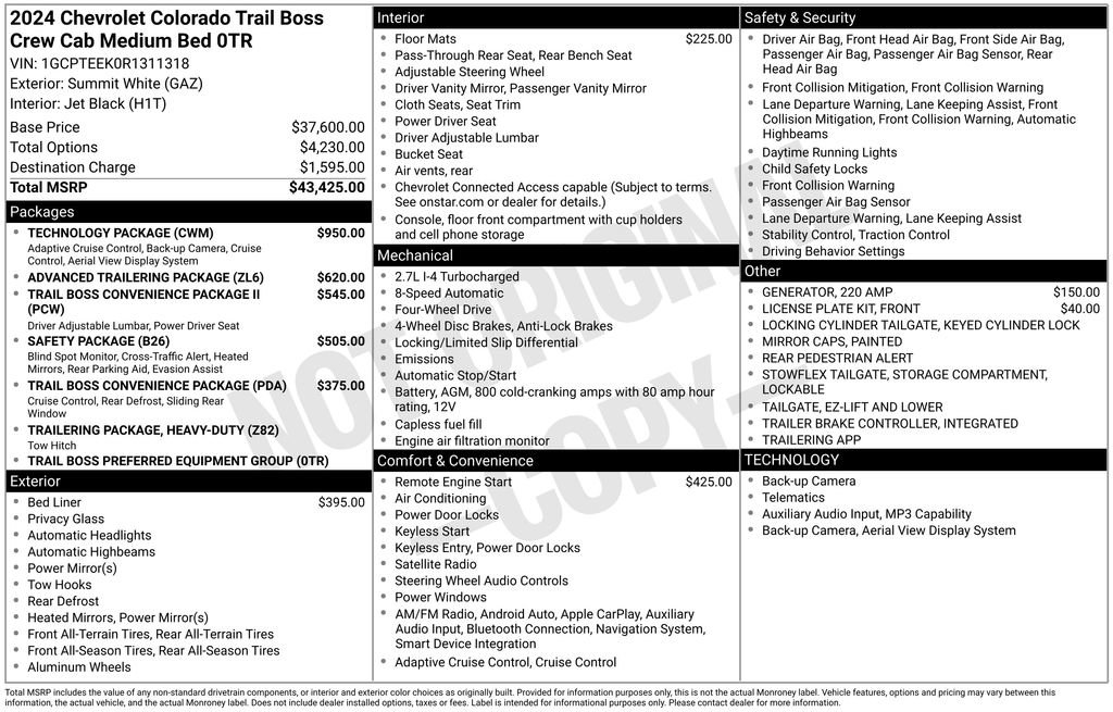 Used 2024 Chevrolet Colorado Trail Boss w/ Technology Package AWD/4WD image 2