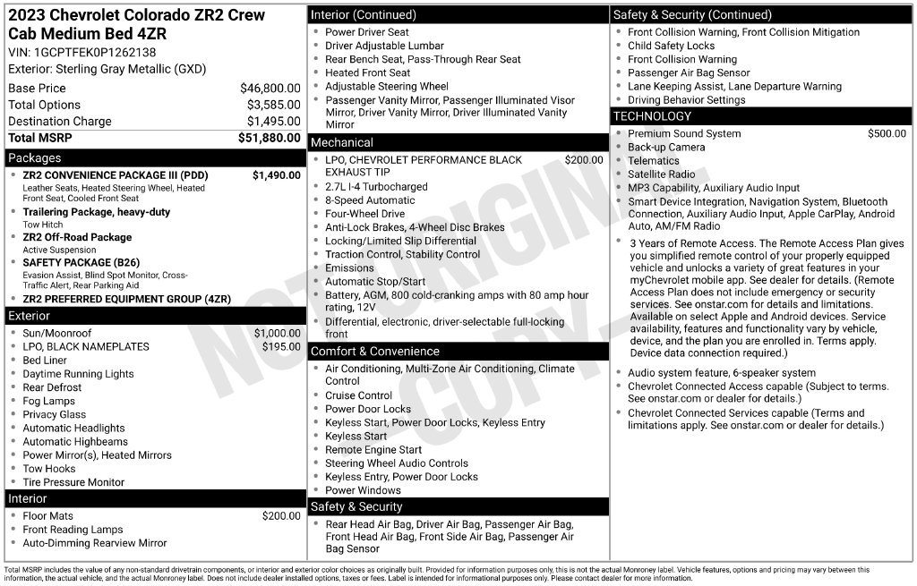 Certified 2023 Chevrolet Colorado ZR2 w/ ZR2 Convenience Package III AWD/4WD image 33