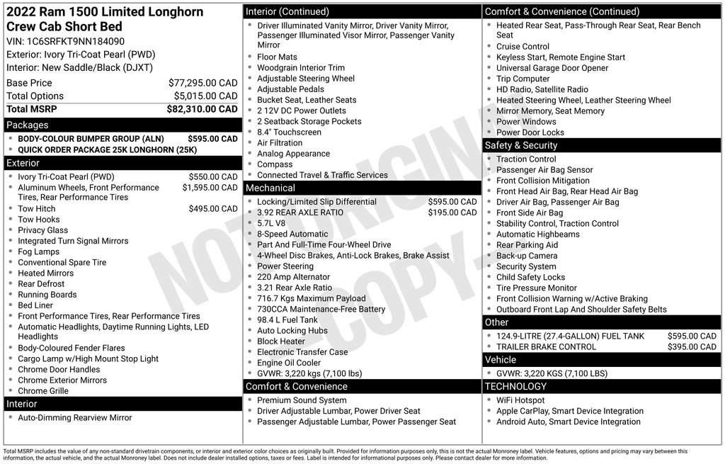 Used 2022 RAM 1500 Limited w/ Body-Colour Bumper Group image 56