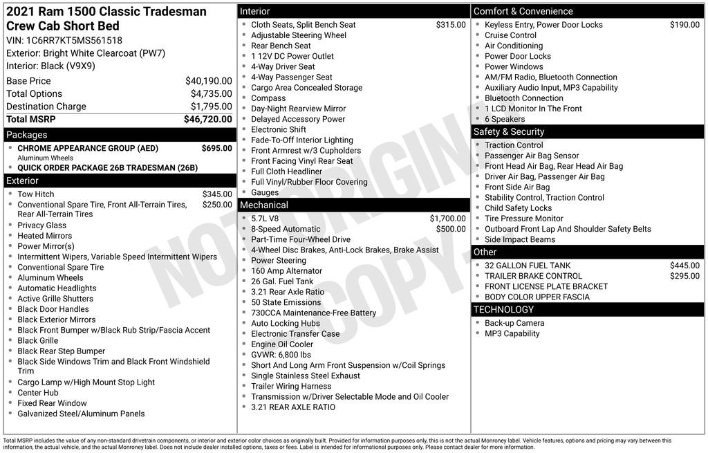 Used 2021 RAM 1500 Tradesman w/ Chrome Appearance Group image 4