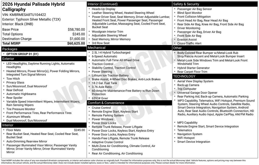 New 2026 Hyundai Palisade Calligraphy AWD/4WD image 42