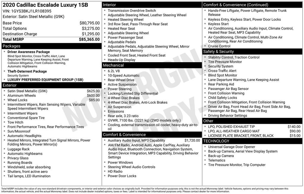 Certified 2020 Cadillac Escalade Luxury RWD image 22
