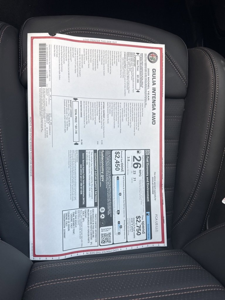 New 2025 Alfa Romeo Giulia AWD w/ Driving Assist Package image 25