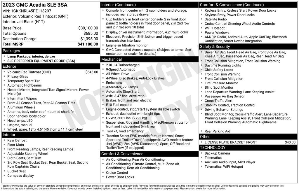 Used 2023 GMC Acadia SLE image 37