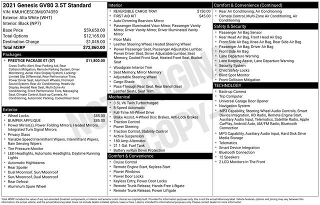 Used 2021 Genesis GV80 3.5T w/ Prestige Package 07 AWD/4WD image 6
