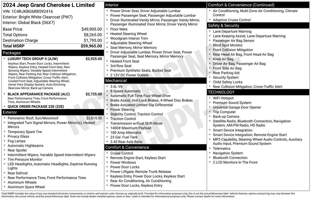 Certified 2024 Jeep Grand Cherokee L Limited w/ Luxury Tech Group II AWD/4WD image 24