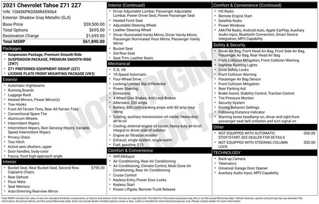 Used 2021 Chevrolet Tahoe Z71 AWD/4WD image 37