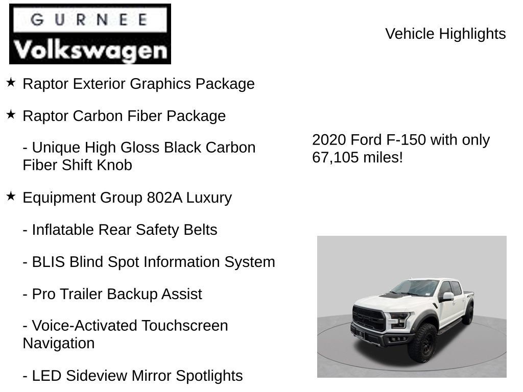 Used 2020 Ford F150 Raptor w/ Equipment Group 802A Luxury AWD/4WD image 8