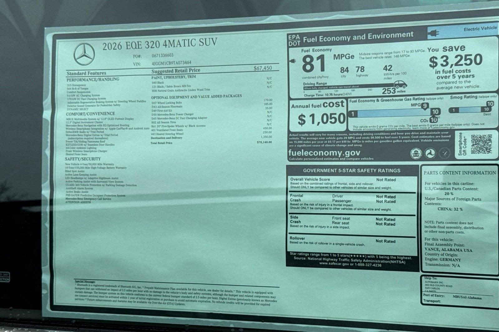 New 2026 Mercedes-Benz EQE 320 4MATIC SUV image 28