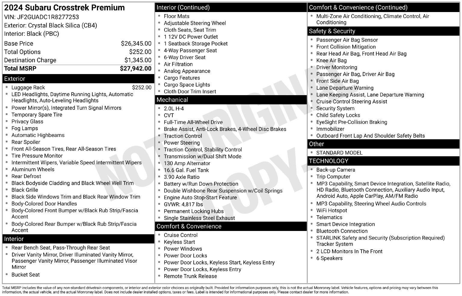 Certified 2024 Subaru Crosstrek 2.0i Premium AWD/4WD image 35
