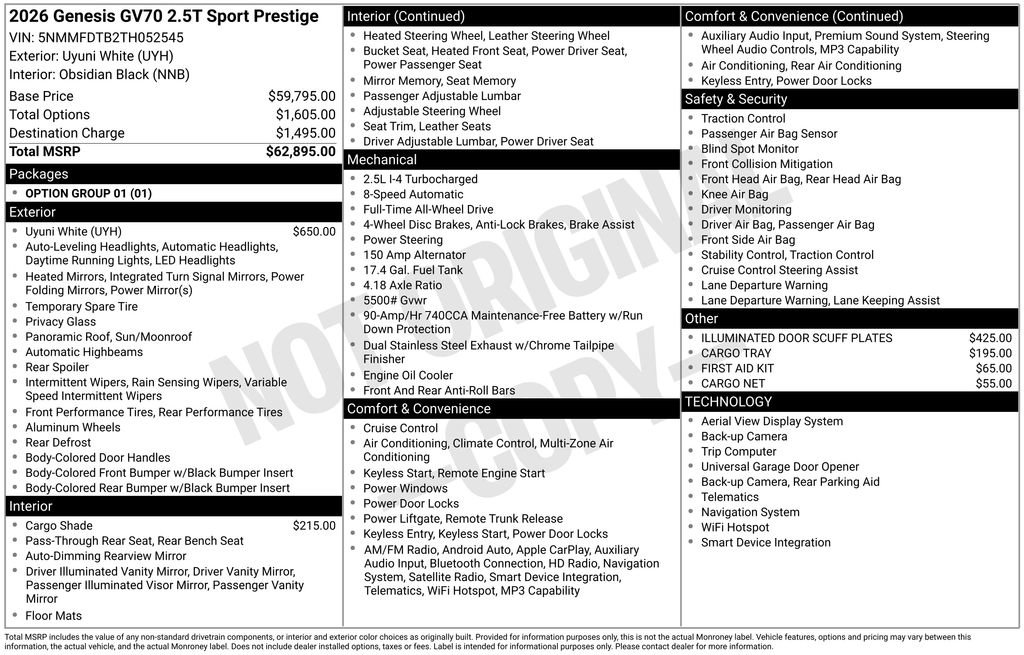 New 2026 Genesis GV70 2.5T Sport Prestige image 9