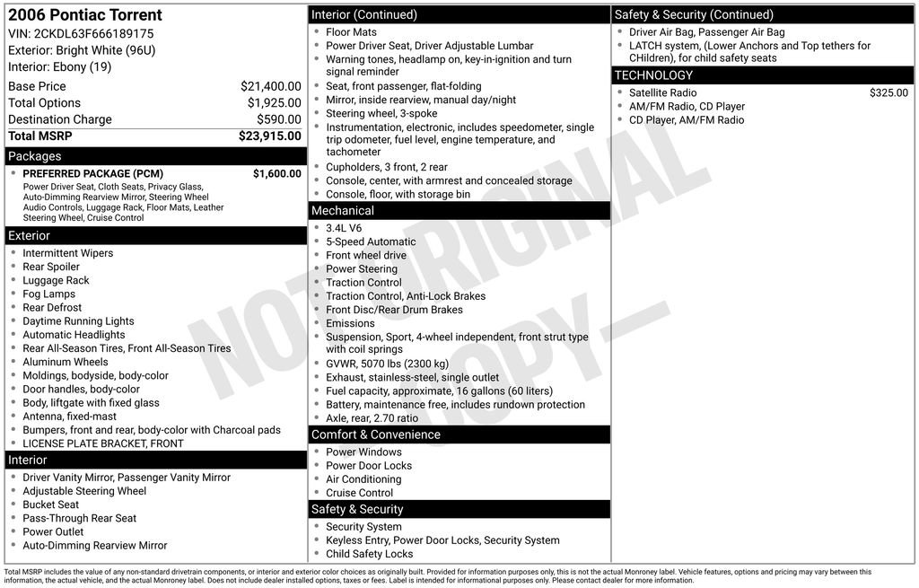 Used 2006 Pontiac Torrent 2WD w/ Preferred Package image 16