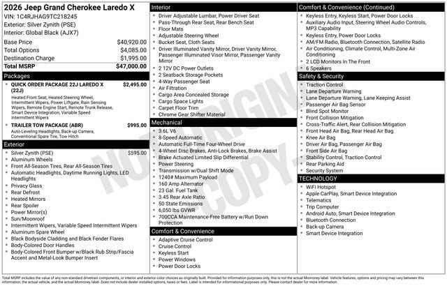 New 2026 Jeep Grand Cherokee Laredo X AWD/4WD image 36