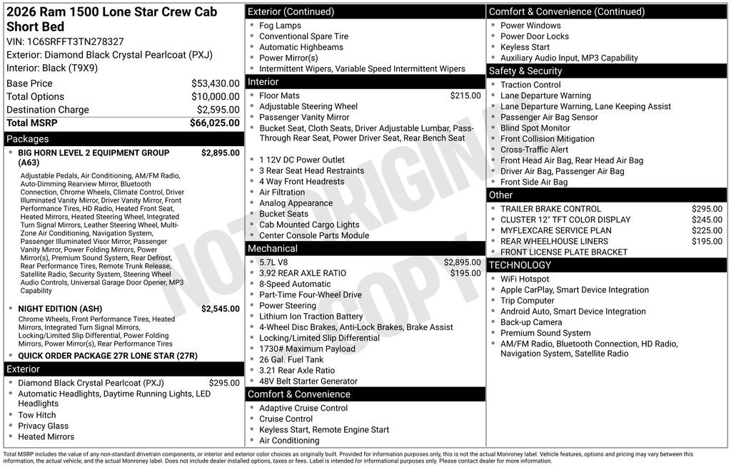 New 2026 RAM 1500 Lone Star AWD/4WD image 47