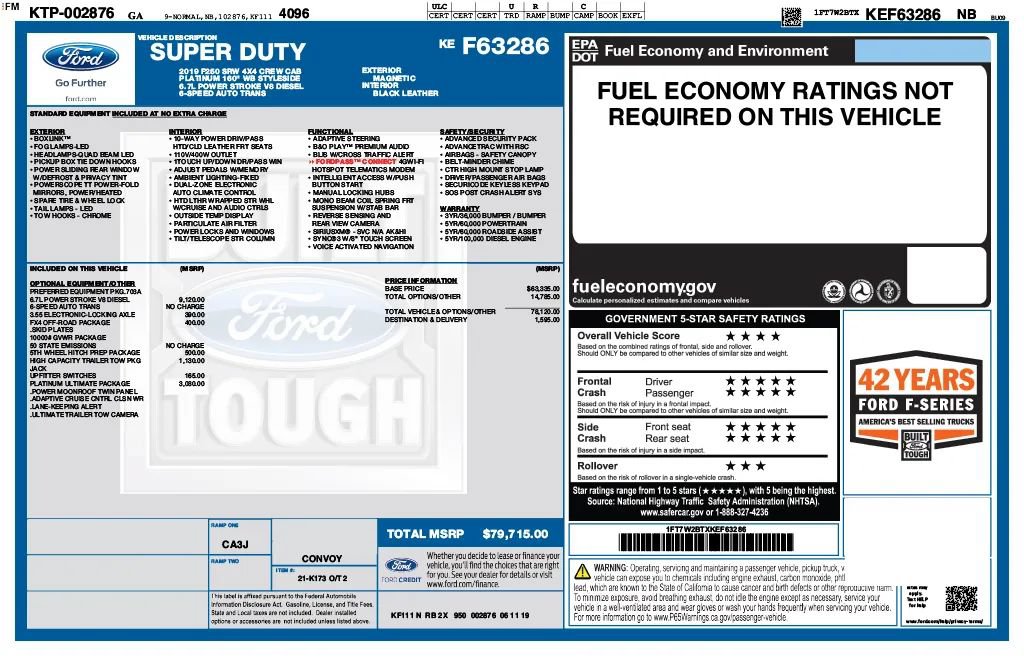 Used 2019 Ford F250 Platinum w/ Platinum Ultimate Package AWD/4WD image 25