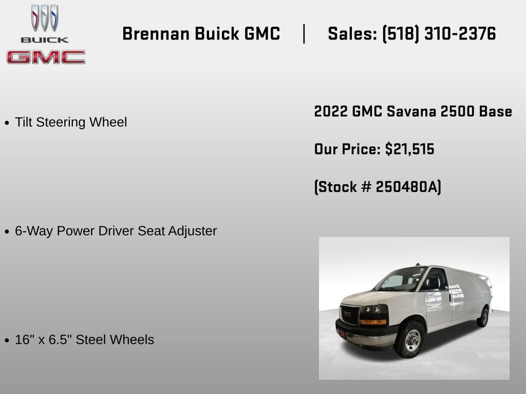 Certified 2022 GMC Savana 2500 Extended w/ Driver Convenience Package RWD image 18